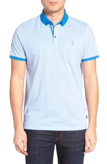 Men's Ted Baker London Kule Spot Print Polo (xl) - Blue