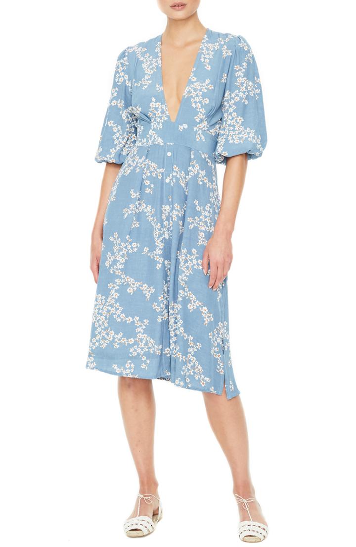 Women's Faithfull The Brand Chloe Floral Print Midi Dress - Blue