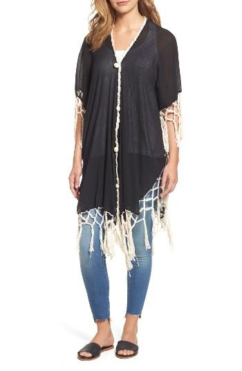 Women's Sole Society Duster Kimono, Size - Black