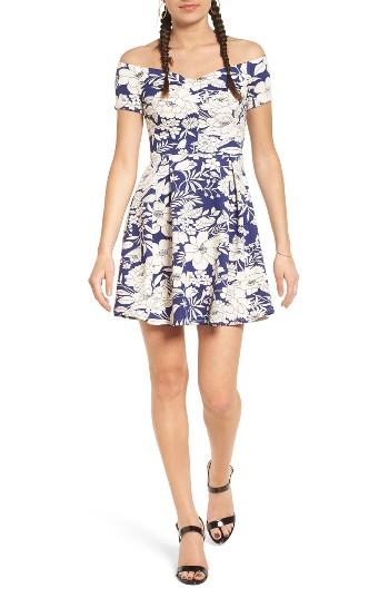 Women's Lush Print Neoprene Off The Shoulder Dress - Ivory