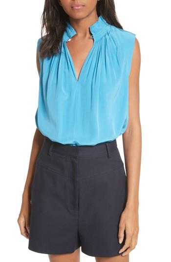 Women's Tibi Arielle Sleeveless Silk Top - Blue