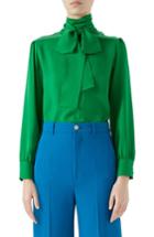 Women's Gucci Silk Tie Neck Blouse Us / 38 It - Green