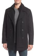 Men's Marc New York Burnett Wool Blend Peacoat With Front Insert - Black