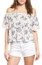 Women's Lush Floral Print Off The Shoulder Top - Ivory