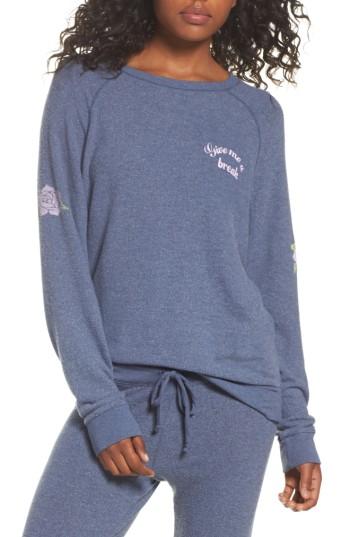 Women's Junk Food Give Me A Break Hacci Pullover - Blue