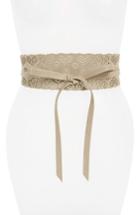 Women's Bp. Perforated Floral Faux Leather Tie Belt - Taupe