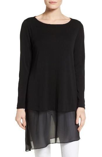 Women's Eileen Fisher Silk Jersey & Chiffon Tunic