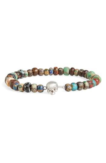 Men's Luis Morais Mini Skull Vintage Beaded Bracelet