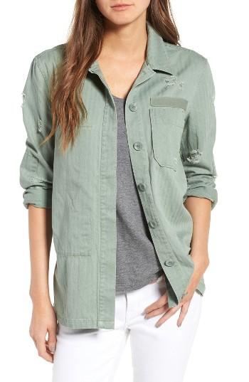 Women's Treasure & Bond Destroyed Herringbone Shirt Jacket