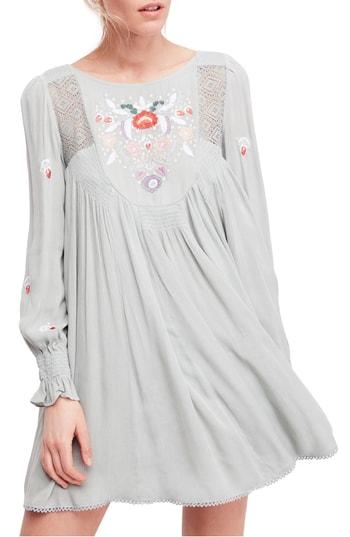 Women's Free People Embroidered Minidress, Size - Blue