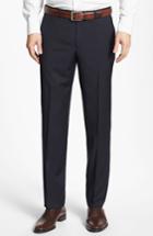 Men's Boss 'sharp' Slim Fit Flat Front Wool Trousers R - Blue