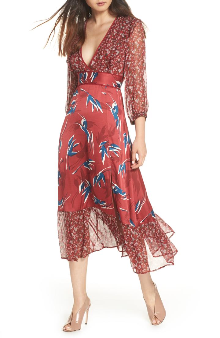 Women's Lenon Mixed Print Midi Dress