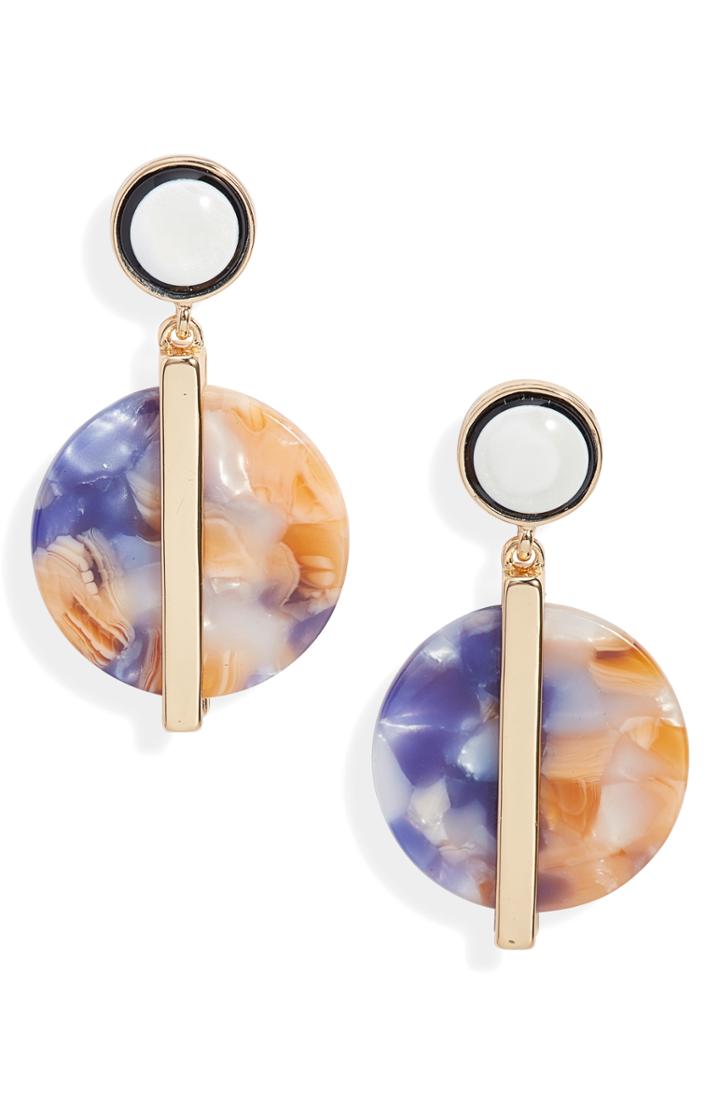 Women's Halogen Resin Disc & Bar Drop Earrings