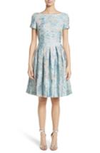 Women's St. John Collection Floral Fil Coupe Organza Dress - Blue