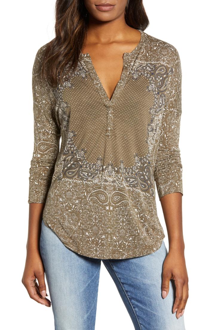 Women's Lucky Brand Bandana Print Tee - Green