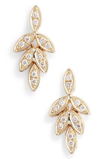 Women's Dana Rebecca Lori Paige Diamond Leaf Stud Earrings