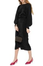 Women's Topshop Ovoid Plisse Midi Dress Us (fits Like 0) - Black