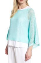 Women's Eileen Fisher Organic Linen Short Sweater - Blue/green