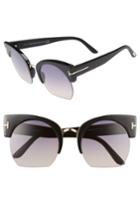 Women's Tom Ford Savannah 55mm Cat Eye Sunglasses - Shiny Black/ Gradient Blue