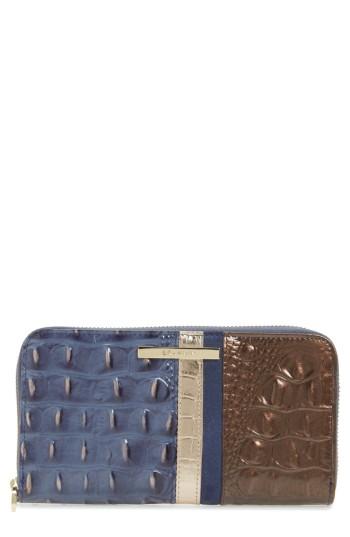 Women's Brahmin Andesite Orba - Suri Zip Around Leather Wallet - Blue