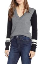 Women's Treasure & Bond Stripe V-neck Sweater, Size - Blue