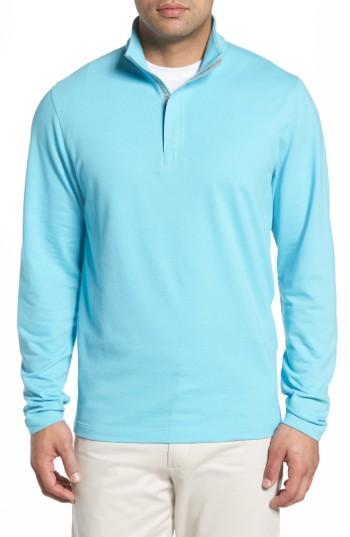 Men's Cutter & Buck Hewitt Quarter Zip Pullover - Blue/green
