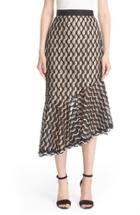 Women's Lela Rose Wave Lace Asymmetrical Ruffle Hem Skirt
