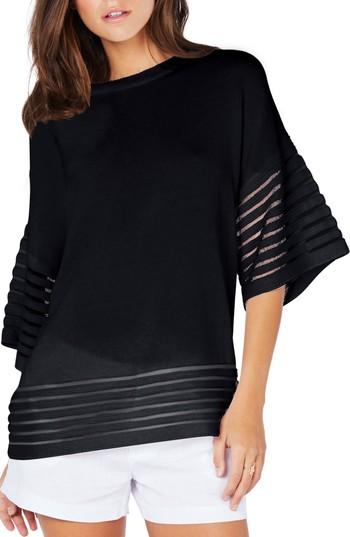Women's Michael Stars Shadow Stripe Pullover - Black
