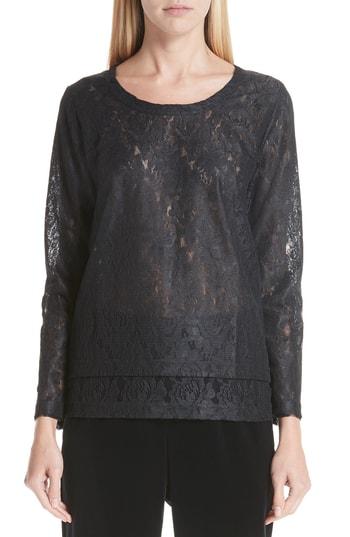 Women's Comme Des Garcons Long Sleeve Lace Top - Black
