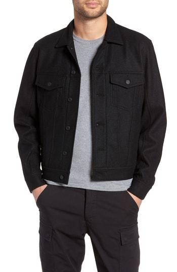 Men's Wings + Horns Wool Blend Trucker Jacket - Black