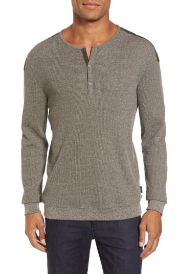 Men's John Varvatos Collection Woven Trim Henley - Green