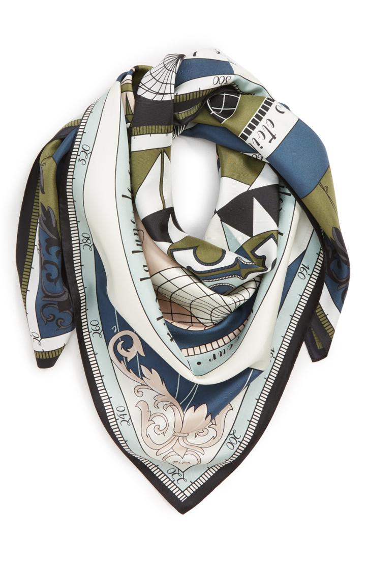Women's Tory Burch Constellation Square Silk Scarf, Size - Blue