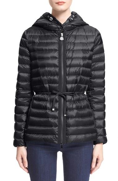Women's Moncler 'raie' Water Resistant Hooded Down Jacket - Black