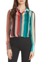 Women's Dvf Crinkle Silk Chiffon Shirt - Blue/green