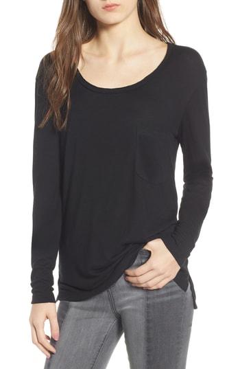 Women's Bp. Raw Edge Scoop Neck Tee, Size - Black