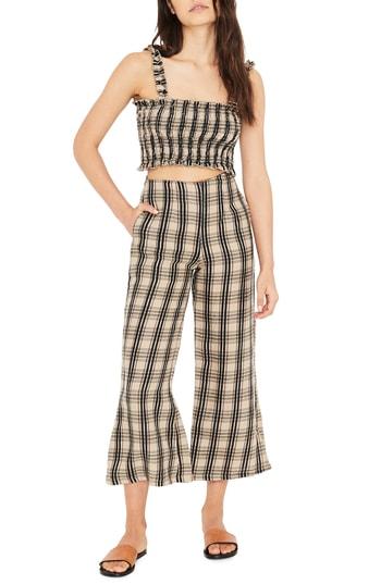 Women's Faithfull The Brand Carmen Plaid Crop Flare Pants - Black