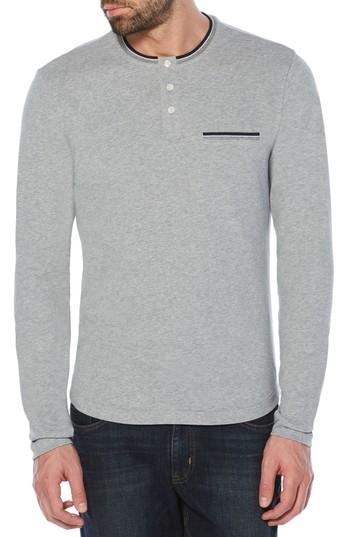 Men's Original Penguin Sueded Tipped Henley - Grey