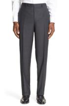 Men's Canali Flat Front Check Wool Trousers R Eu - Grey