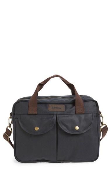 Men's Barbour 'longthorpe' Waxed Canvas Laptop Bag - Blue