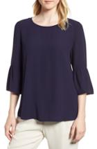 Women's Eileen Fisher Ruffled Sleeve Silk Top, Size - Purple
