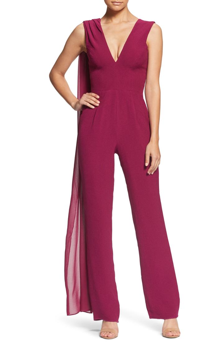 Women's Dress The Population Robbie Drape Jumpsuit - Burgundy