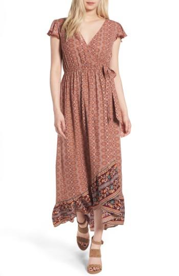 Women's Band Of Gypsies Faux Wrap Maxi Dress - Burgundy