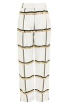 Women's Topshop Boutique Checked Wide Leg Twill Trousers Us (fits Like 0) X - White