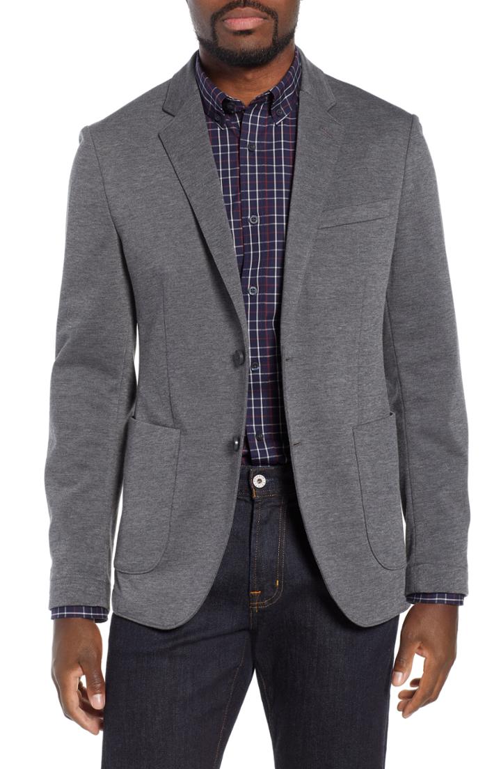 Men's Nordstrom Men's Shop Trim Fit Stretch Comfort Blazer - Grey