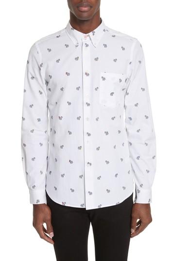 Men's Ps Paul Smith Allover Zebra Woven Shirt - Black