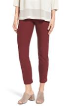 Women's Eileen Fisher Stretch Crepe Ankle Pants, Size Xx-small - Burgundy (regular & ) (online Only)