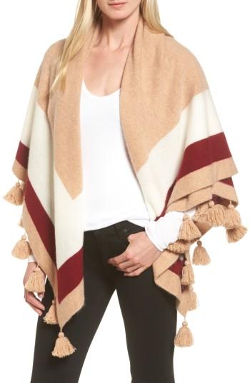 Women's Nordstrom Collection Tassel Trim Cashmere Wrap, Size - Brown