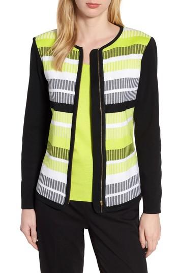 Women's Ming Wang Long Sleeve Stripe Jacket - Black