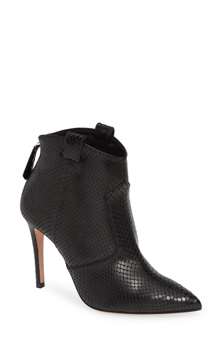 Women's Veronica Beard Loretta Snake Embossed Bootie Us / 36eu - Black