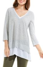 Petite Women's Two By Vince Camuto Mixed Media Tunic P - Grey